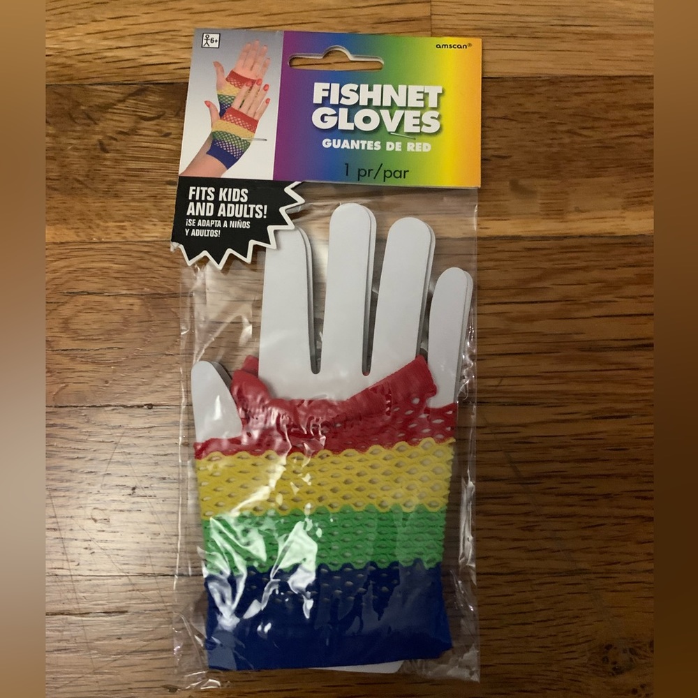 Rainbow Fishnet Gloves
